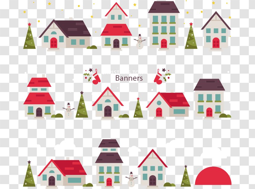 Christmas Banner Vecteur - Red Flag - Three Banners Town Transparent PNG