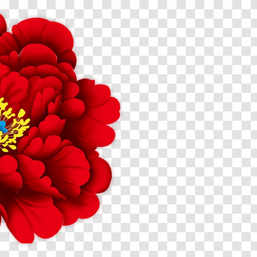 Moutan Peony Flower Floral Design Clip Art - Red - Big Transparent PNG