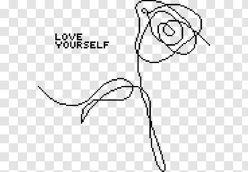 Love Yourself: Her BTS Flower Drawing - Monochrome - Your Self Transparent PNG