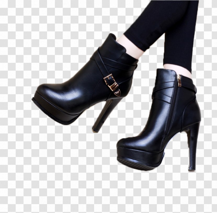 Boot High-heeled Footwear Shoe Leather Zipper - Buckle - One Pair Of Stylish High Heels Transparent PNG