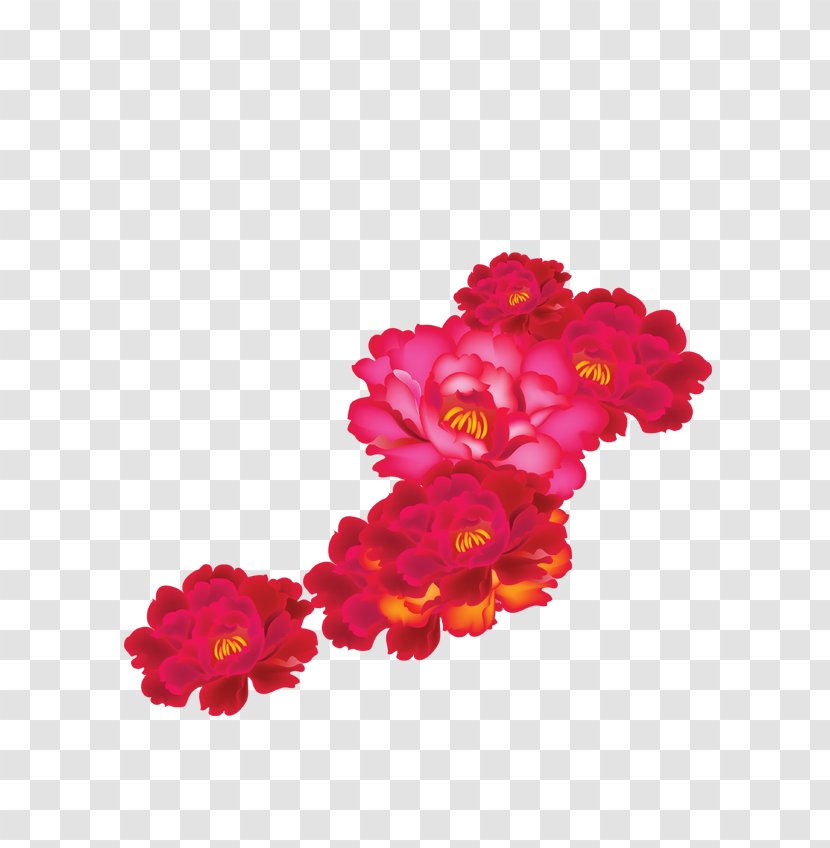 Garden Roses Moutan Peony Red - Petal - Flowers Transparent PNG