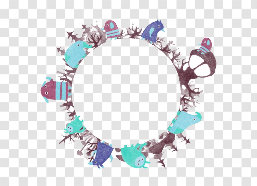 Blue Fresh Grass Ring Animal Border Texture - Drawing - Turquoise Transparent PNG