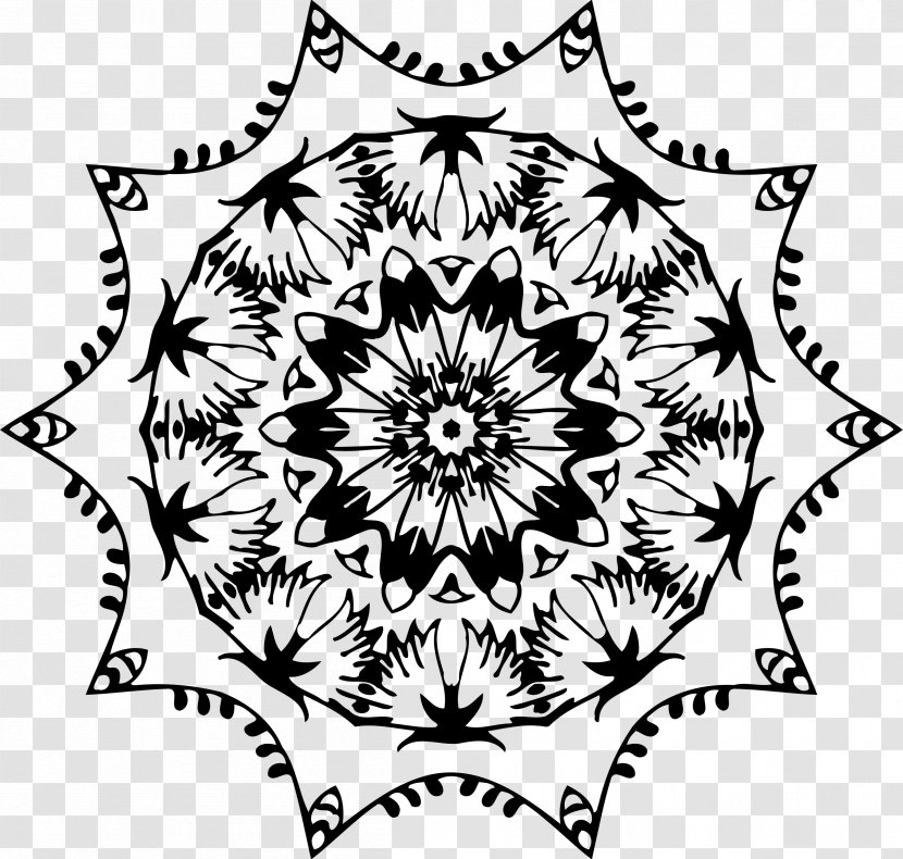 Floral Design Ornament Monochrome Clip Art - Decorative Arts - Patterns With Mandala Transparent PNG