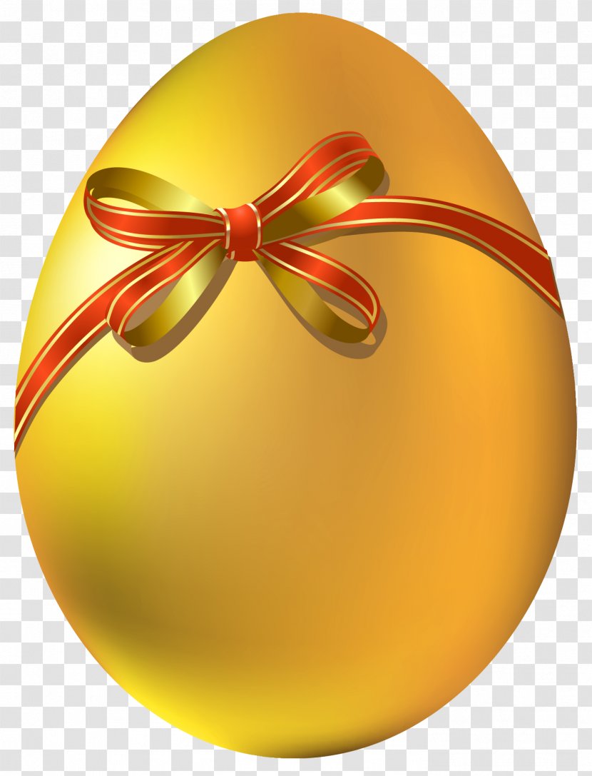 Red Easter Egg Golden Clip Art - Yellow - Gold With Bow Clipart Transparent PNG