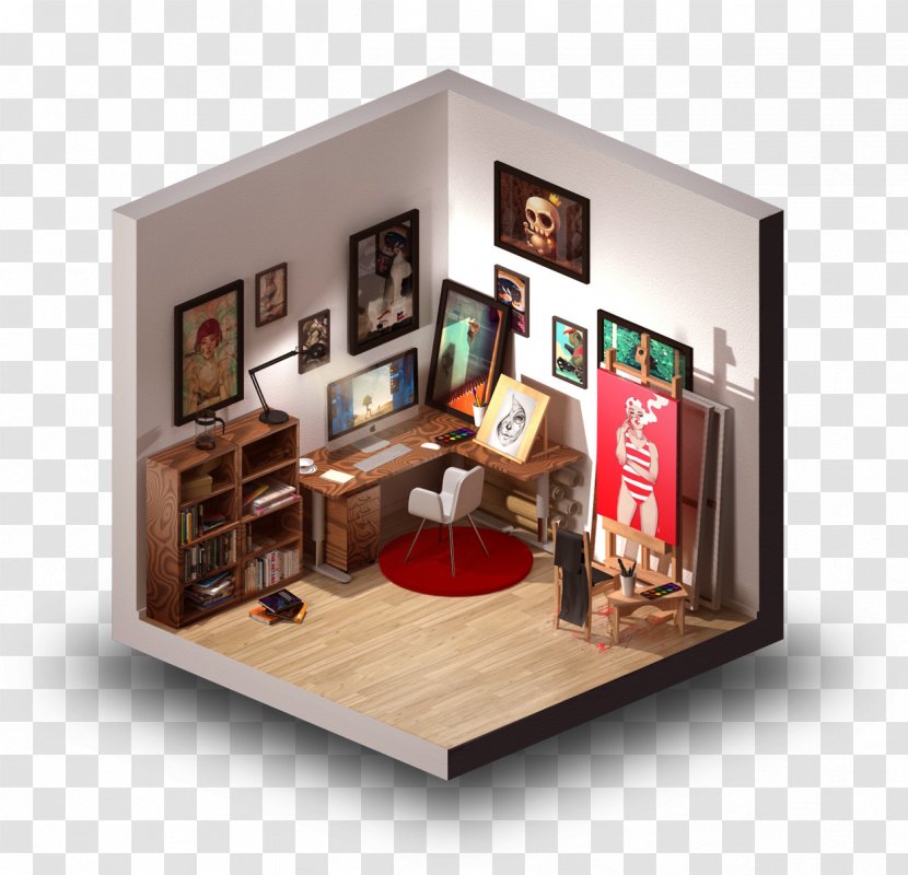 Behance 3D Computer Graphics Interior Design Services Art House - Three Rooms And Two Transparent PNG