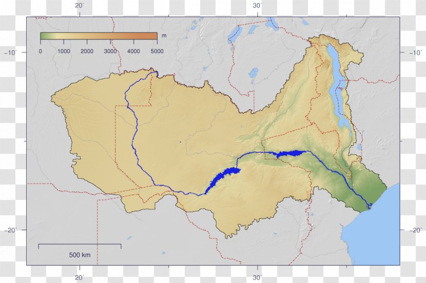 Zambezi Region Drainage Divide River Basin - Area - Topo Transparent PNG