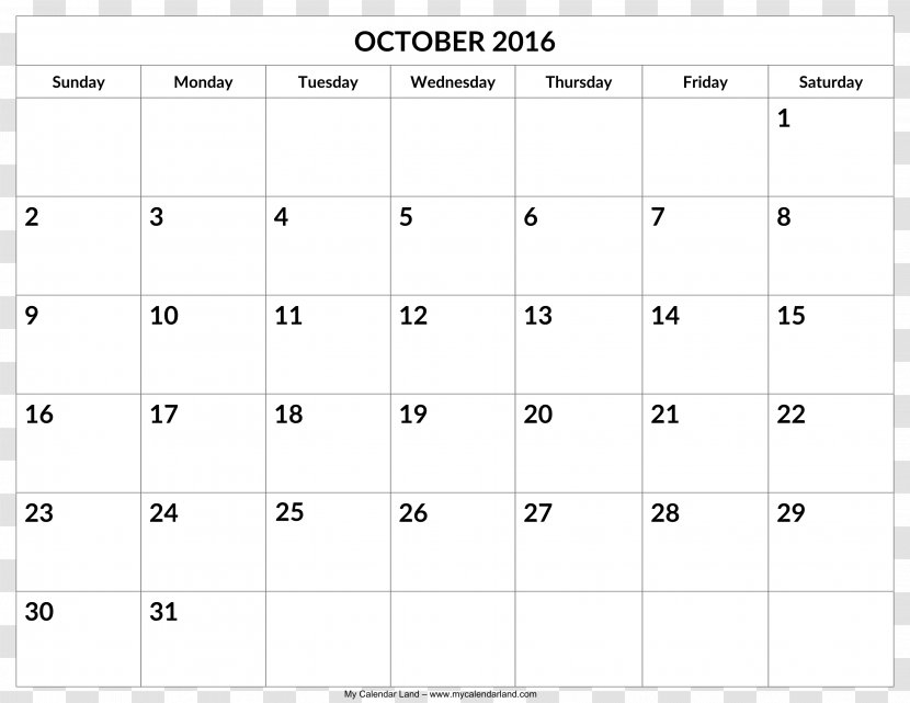 Rectangle Area - Monthly Calendar Transparent PNG