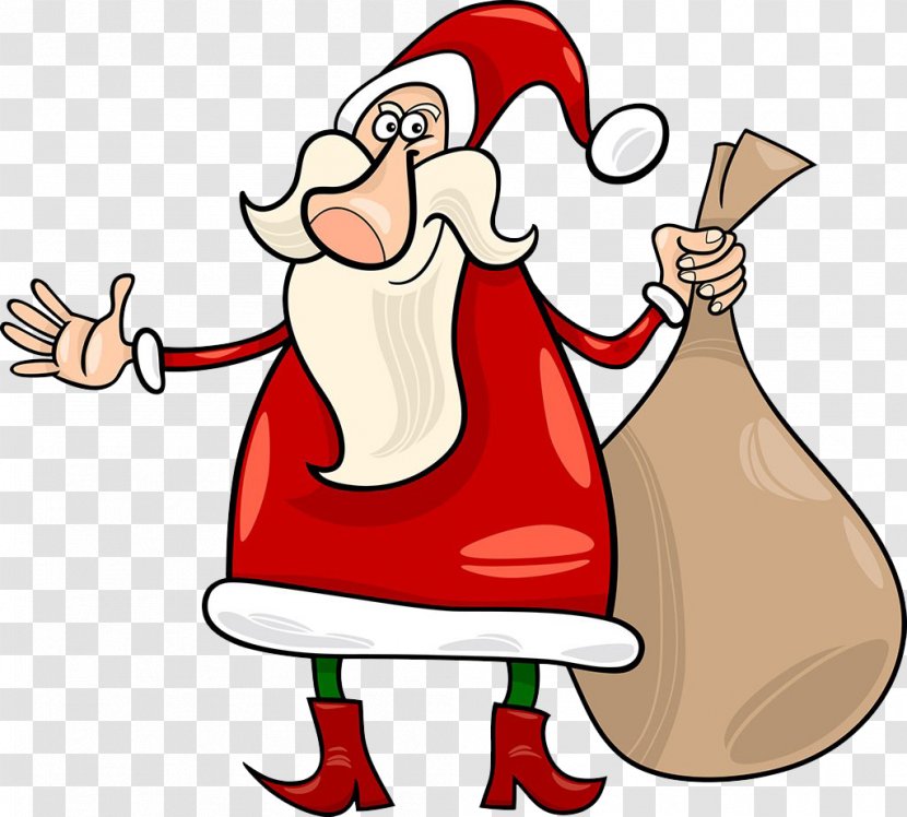 Santa Claus Christmas Cartoon Illustration - With A Bag Transparent PNG