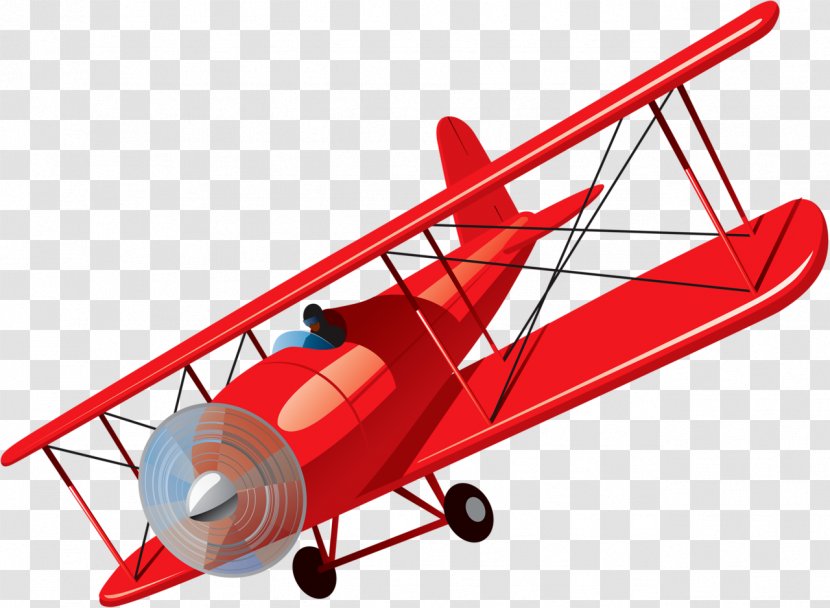 Airplane Clip Art Vector Graphics Illustration Biplane - Propeller - Moteur Davion Transparent PNG