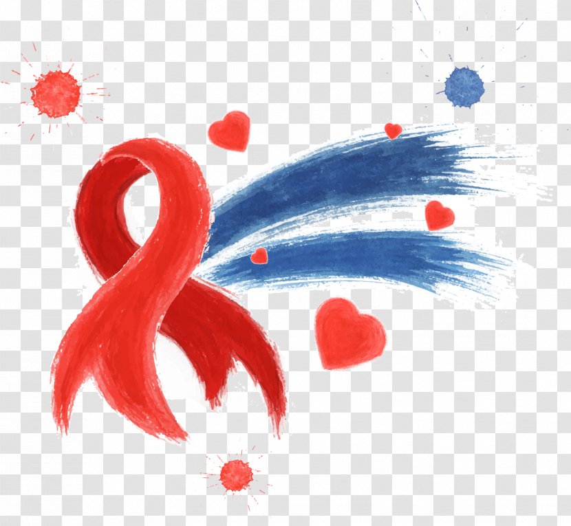 International Day Of Charity Red Ribbon World AIDS - Petal - Simple Hand-painted Vector Transparent PNG