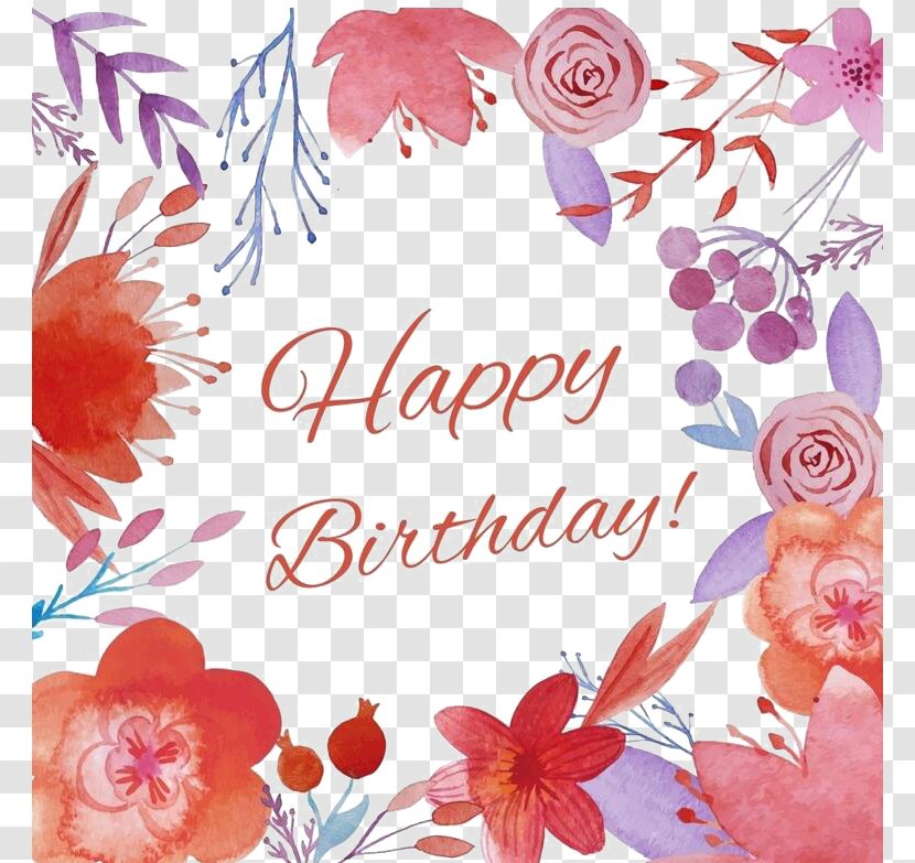 Birthday Painting Greeting Card - Floral Design - Happy Transparent PNG