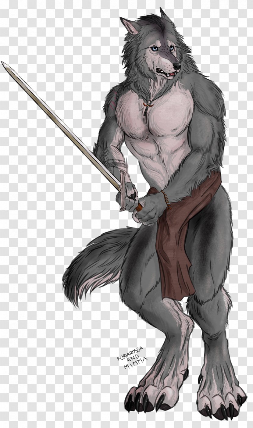 Werewolf Gray Wolf Sword Drawing Wererat - Tail Transparent PNG