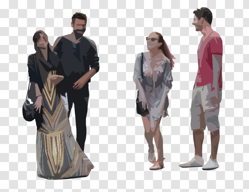 Alpha Compositing Clip Art - Family Linear Fashion Figures Transparent PNG