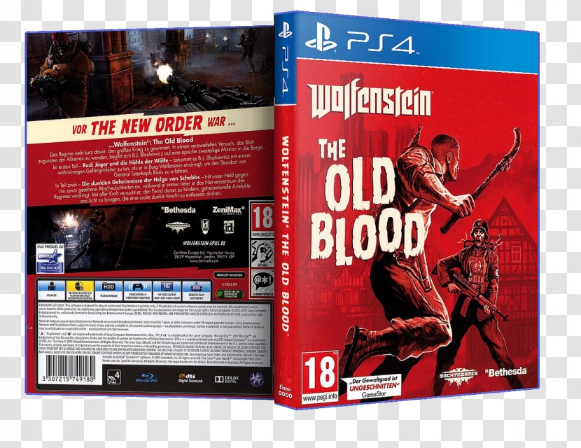 Wolfenstein: The Old Blood Wolfenstein II: New Colossus PlayStation 4 Video Game - Trainer Transparent PNG
