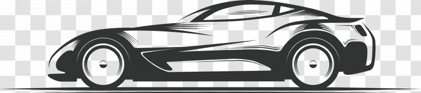 Sports Car Silhouette Illustration - Brand - Hand-painted Side Transparent PNG