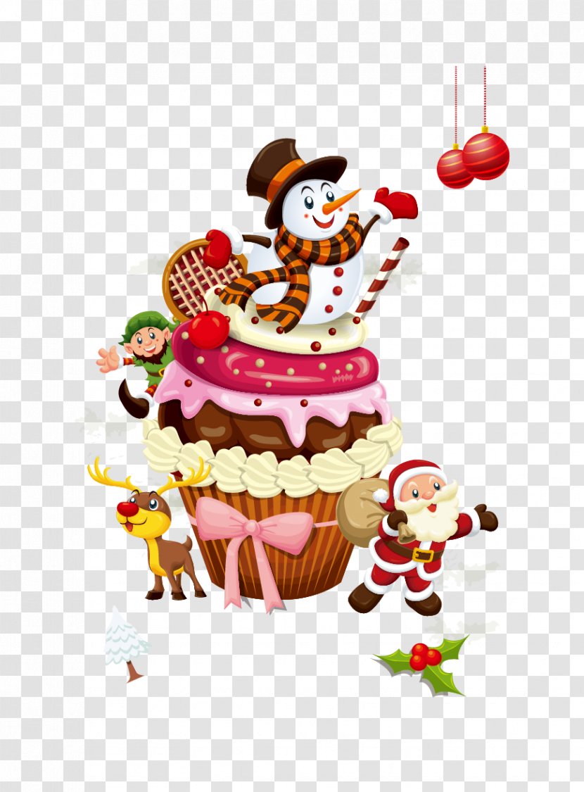 Santa Claus Christmas Cake Wedding Cupcake - Cuisine Transparent PNG
