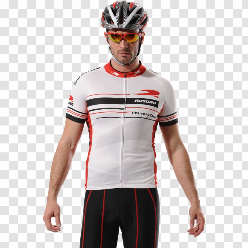 Bicycle Helmet T-shirt Clothing - Bicycles Equipment And Supplies - Model Wearing A White Jersey Transparent PNG