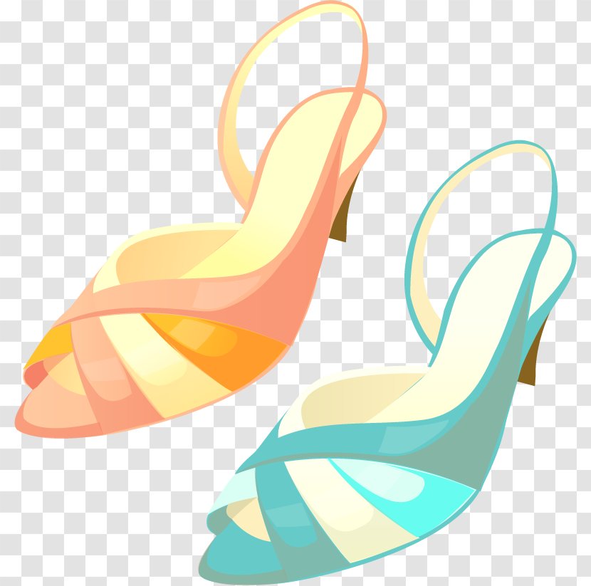 Sandal Shoe High-heeled Footwear - Two-color Hand-painted Sandals Transparent PNG