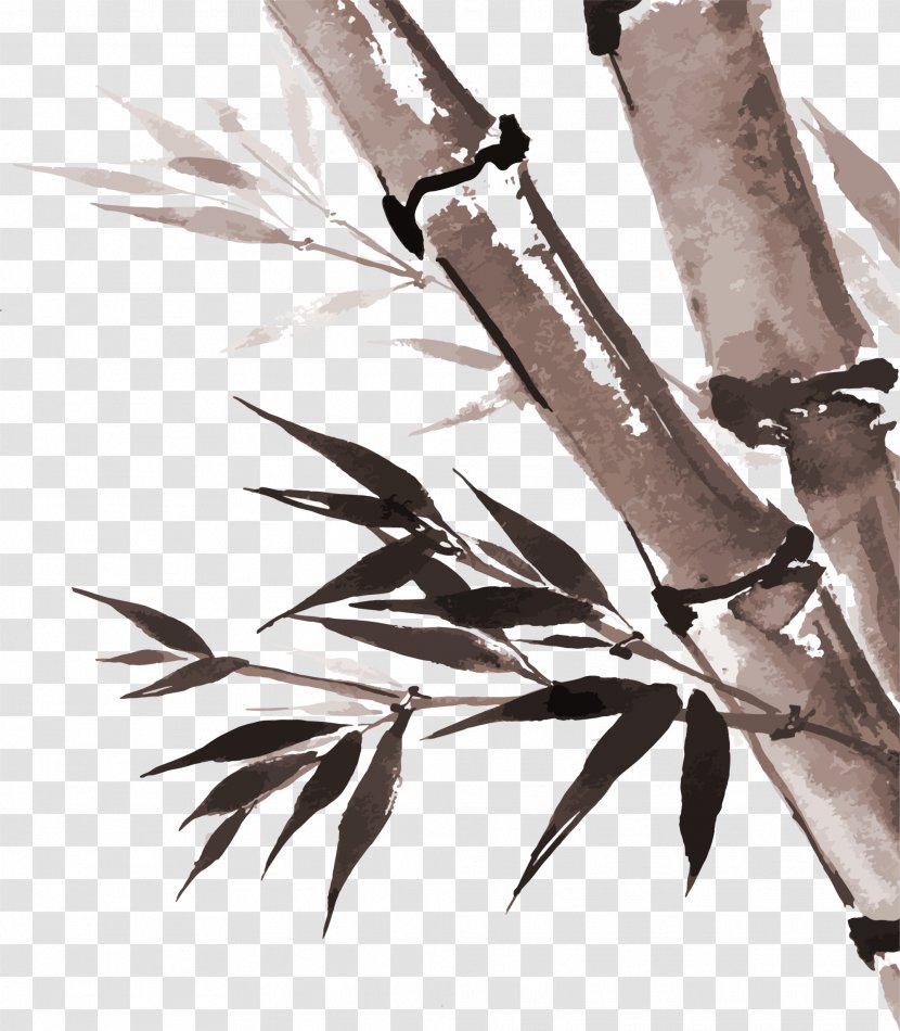 Chinese Painting Ink Wash Landscape - Drawing - Brown Bamboo Transparent PNG