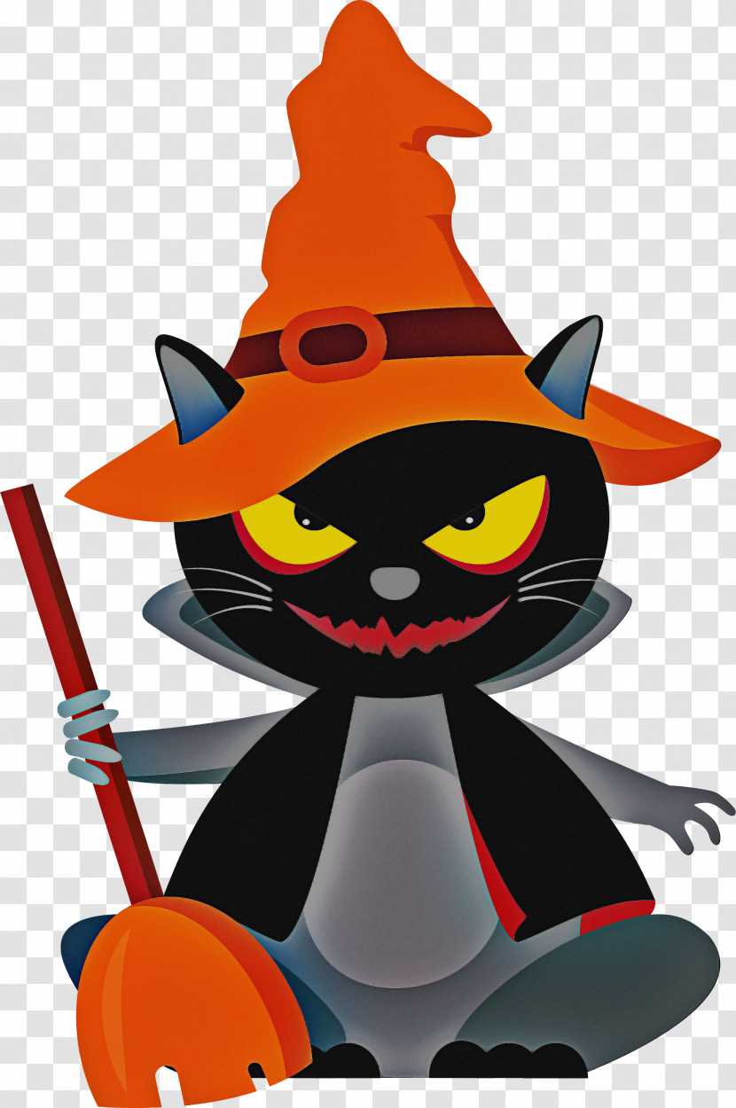 Witch Hat Trick-or-treat Black Cat Cartoon Cat Transparent PNG