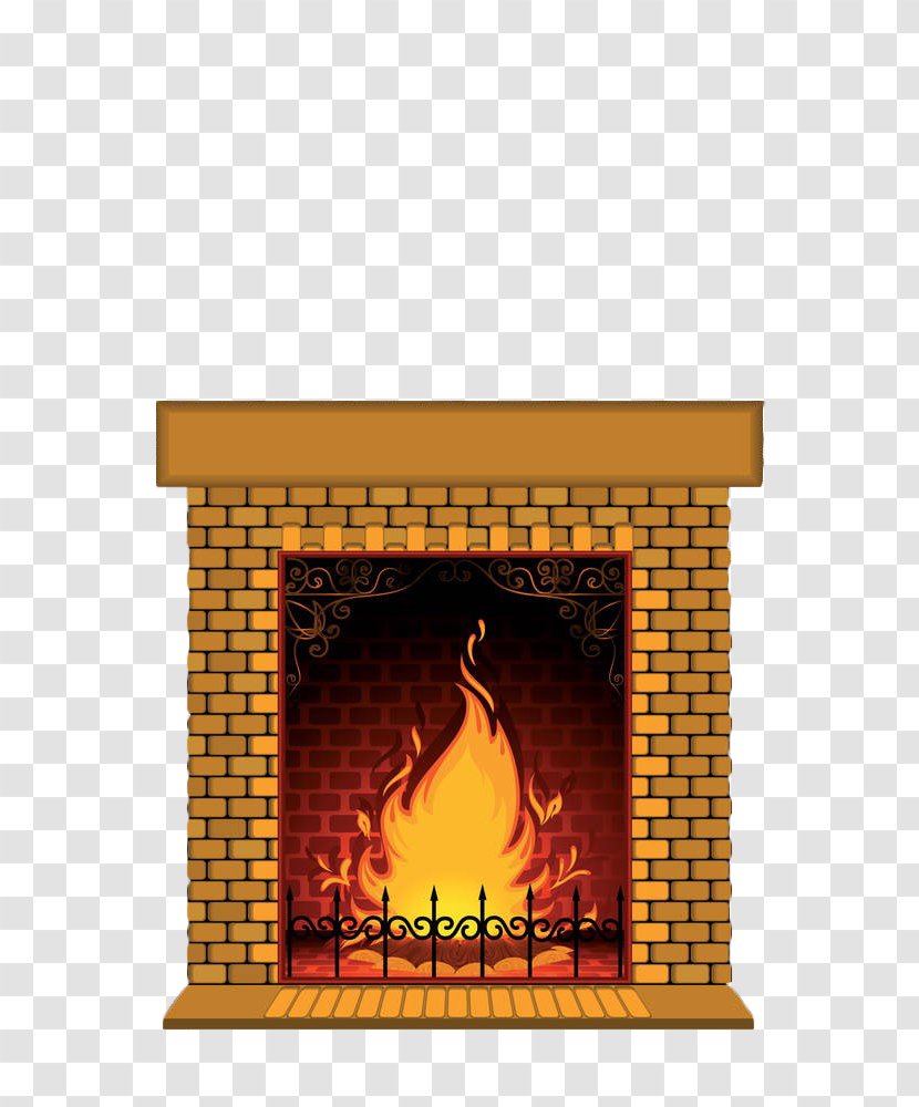 Fireplace Cartoon Royalty-free Clip Art - Orange - Hand Painted Transparent PNG