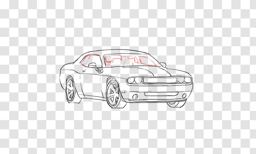 Car Door Sketch Product Design Motor Vehicle - Drawing - Dodge Challenger Transparent PNG