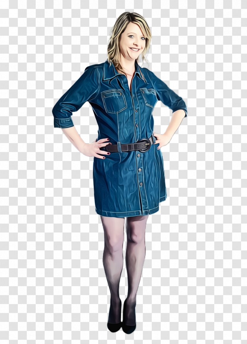 Clothing Blue Turquoise Sleeve Standing - Jeans Day Dress Transparent PNG