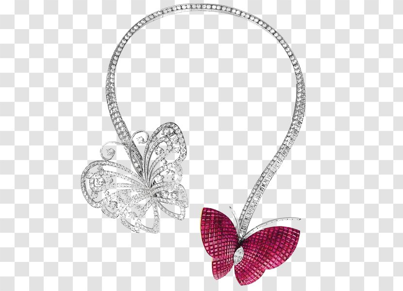Earring Jewellery Van Cleef & Arpels Gemstone Carat - Diamond Color - Butterfly Necklace Transparent PNG