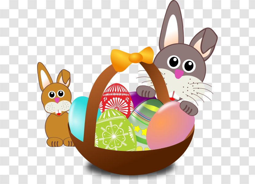 Easter Bunny Basket Egg Hunt - Rabbit - Cliparts Transparent PNG