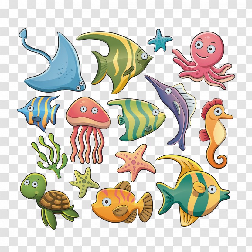 Aquatic Animal Euclidean Vector Illustration - Royaltyfree - Marine Fish Transparent PNG