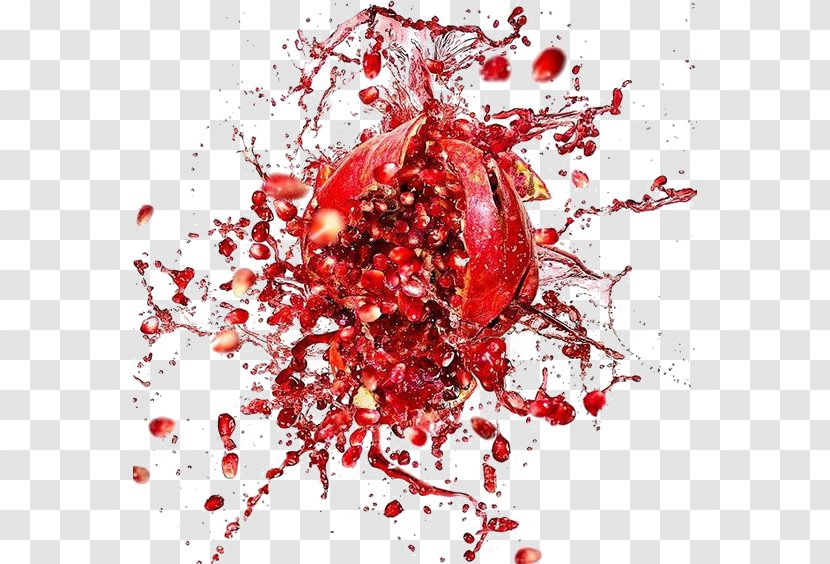 Juice Fruit - Red - Pomegranate Fried Splashing Transparent PNG