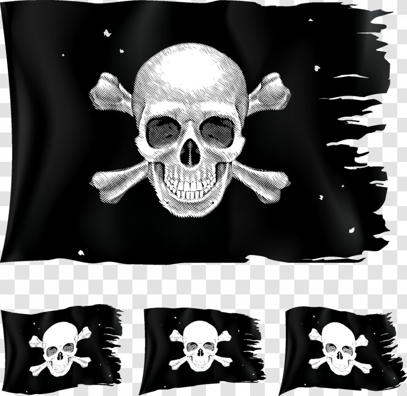 Jolly Roger Piracy Clip Art - Bone - Pirate Flag Transparent PNG
