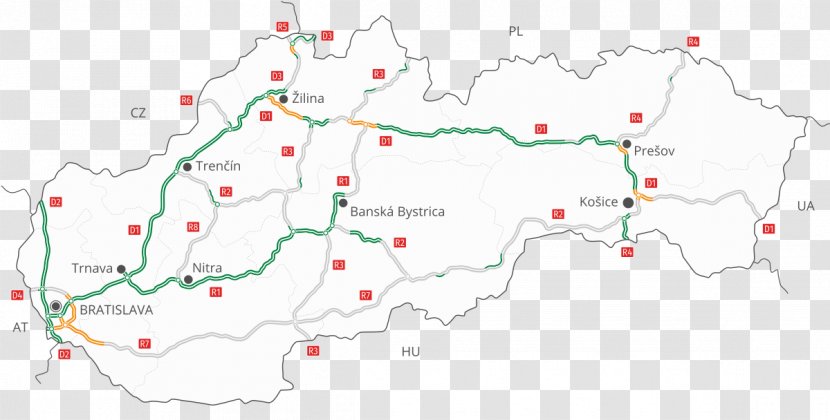 Slovakia Controlled-access Highway Road Street Network - Us Interstate System Transparent PNG