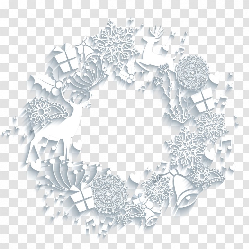 Christmas Euclidean Vector - White - Wreath Transparent PNG