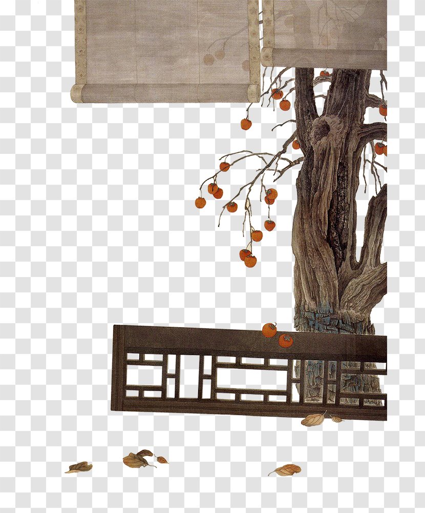 China Chinese Painting Gongbi Painter - Branch - Persimmon Tree Material Transparent PNG