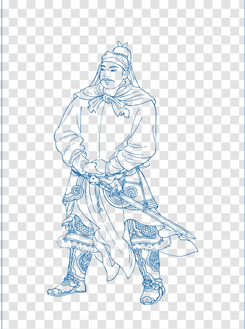China Tang Dynasty Song Chinese Clothing - Hand-painted Classical Warrior Transparent PNG