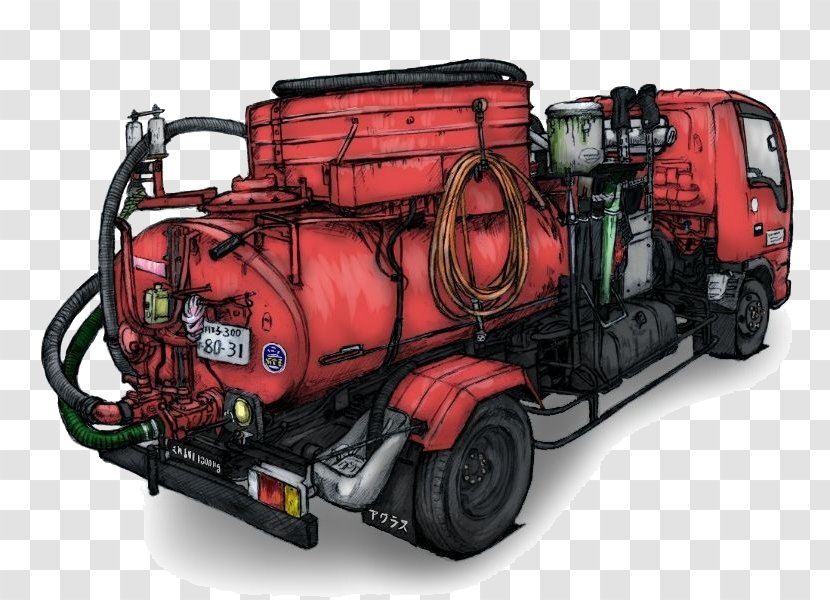 Fire Engine Red Car - Hand-drawn Transparent PNG