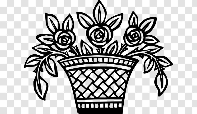 A Basket Of Flowers Drawing Clip Art - Line - Flower Transparent PNG