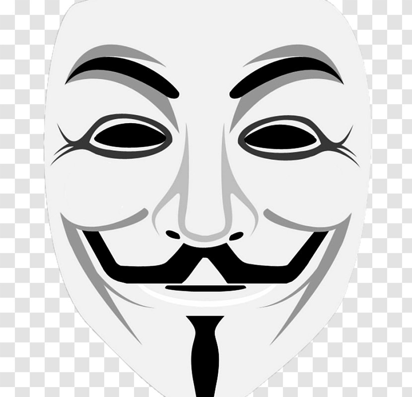 Guy Fawkes Mask Anonymous Security Hacker - Headgear Transparent PNG