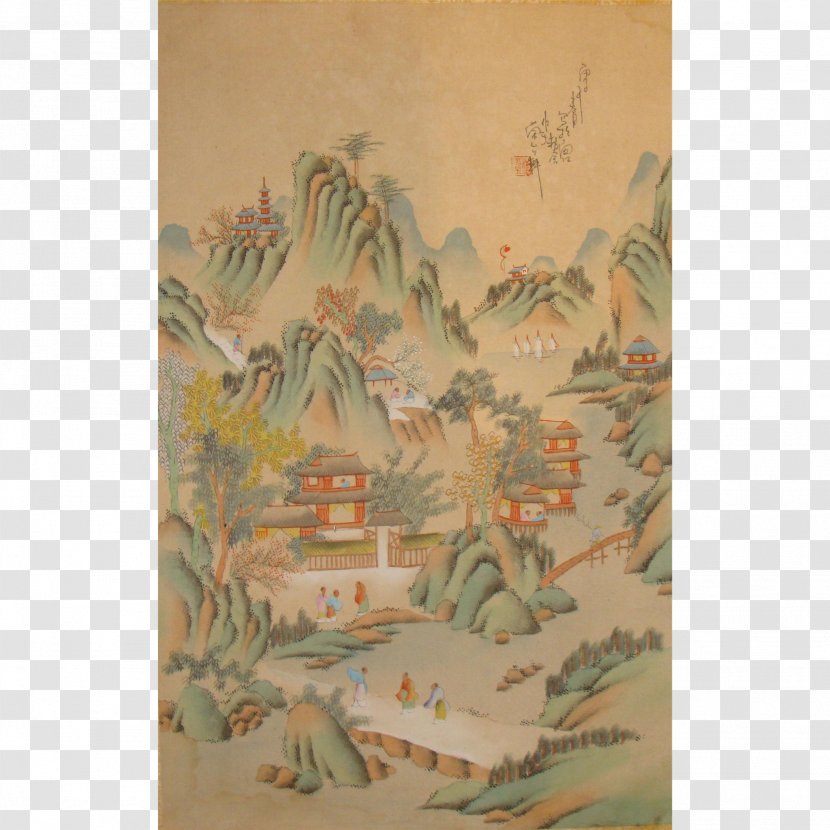 Landscape Painting Art Silk Chinese - India Ink - Hand Painted Transparent PNG