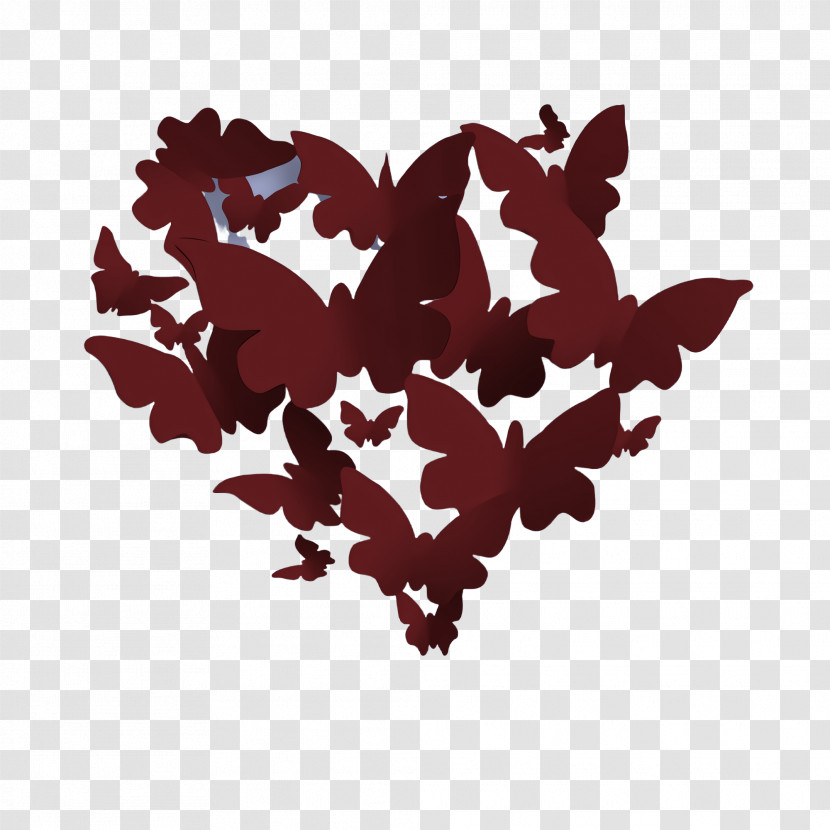 Leaf Red Heart Plant Butterfly Transparent PNG