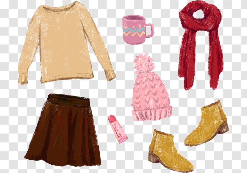 Clothing Skirt Fashion Accessory Sweater Scarf - Winter - Hand-painted Essential Transparent PNG