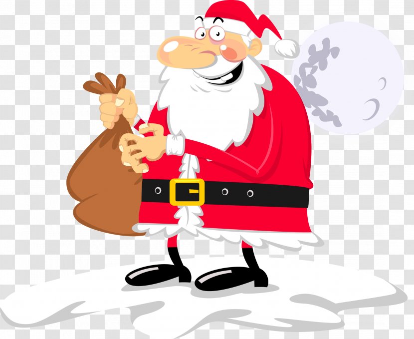 Euclidean Vector Santa Claus Caricature Illustration - Was Stepping On Clouds Transparent PNG