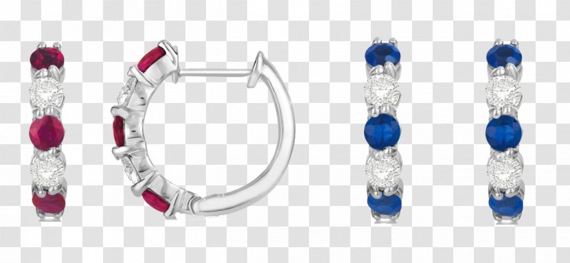 Sapphire Earring Prong Setting Emerald Blue - Ruby - Hoop Transparent PNG