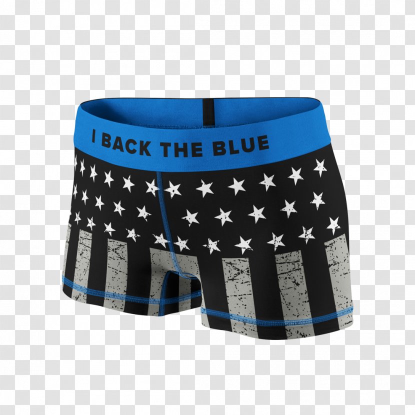 Thin Blue Line Swim Briefs Police Officer Clothing - Flower Transparent PNG