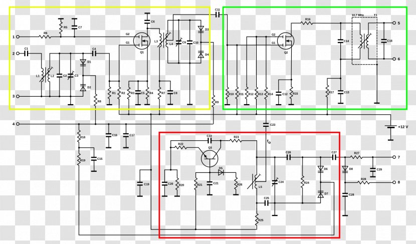 Superheterodyne Receiver Circuit Diagram Schematic Electronic Transparent PNG