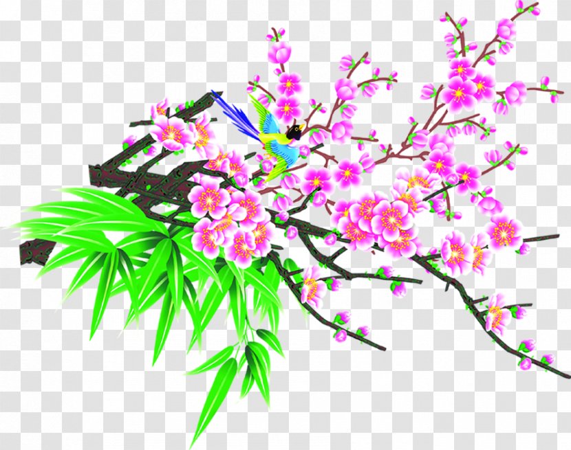 Jixi Suining Youngsville - Pink - Green Leaves Painted Peach Transparent PNG