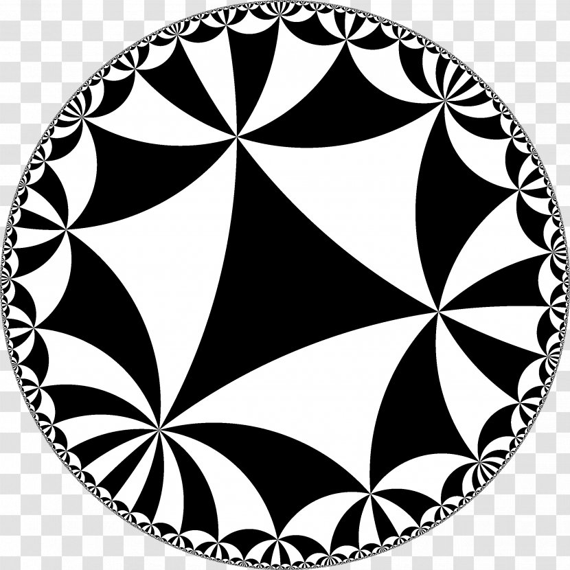Hyperbolic Geometry Space Tessellation Poincaré Disk Model Triangle - Monochrome Transparent PNG