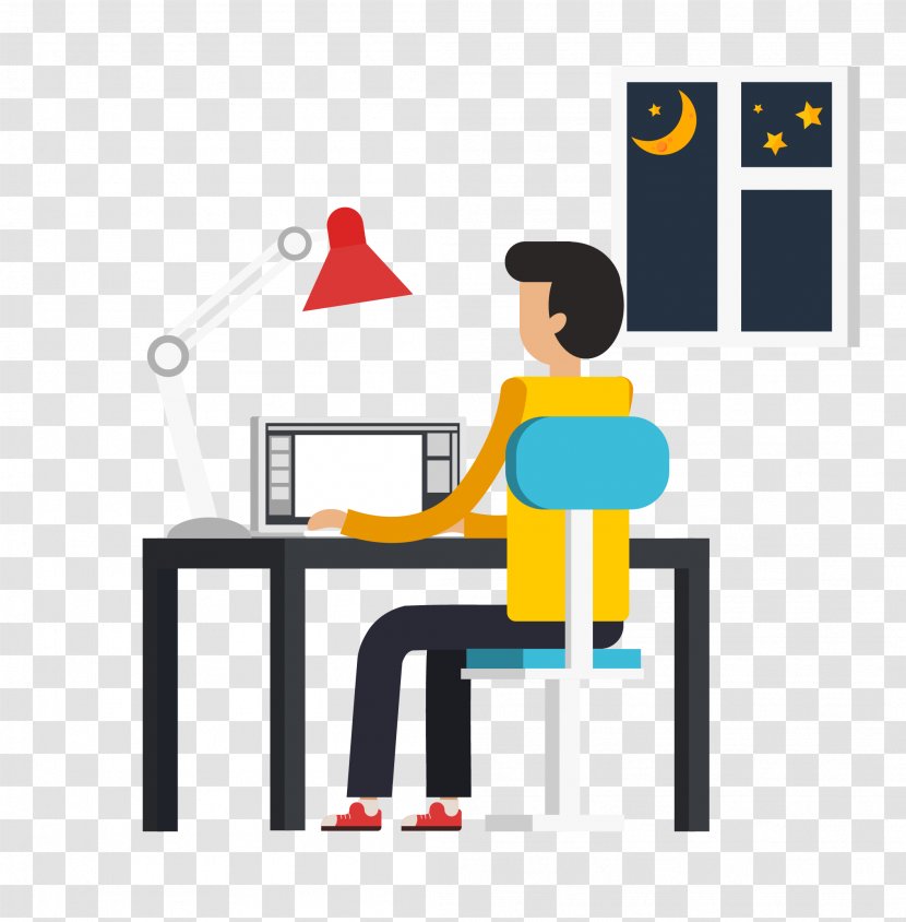 Night Download Computer File - Cartoon - Vector Stay Up Late Work Material Transparent PNG