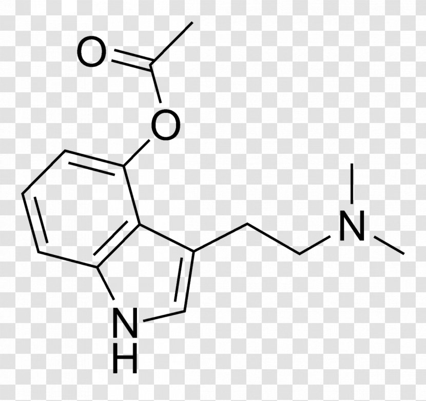 O-Acetylpsilocin N,N-Dimethyltryptamine 4-HO-MET 4-Acetoxy-MET Acetoxy Group - Monochrome - Structural Formula Transparent PNG